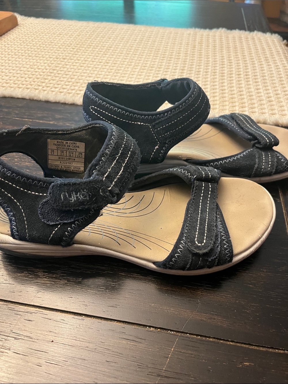 Ryka Navy Blue womens  hook-and-Loop Sport Sandals